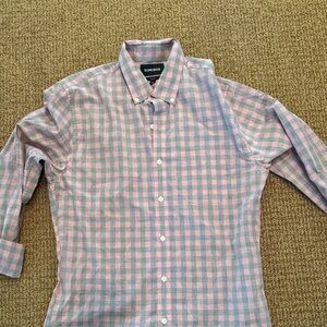 Bonobos Men's Pink and Blue Plaid Shirt